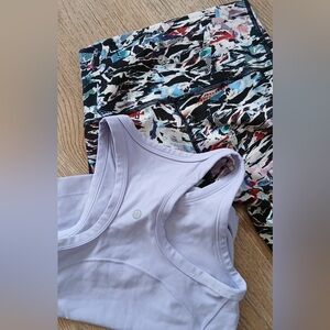 Lululemon Athletica Multicolor Leggings and Lavender Sports Bra